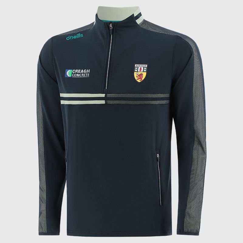 O'Neills Antrim Camogie Nepal Brushed Half Zip Top Navy/ Meadow Mist/Teal Blue