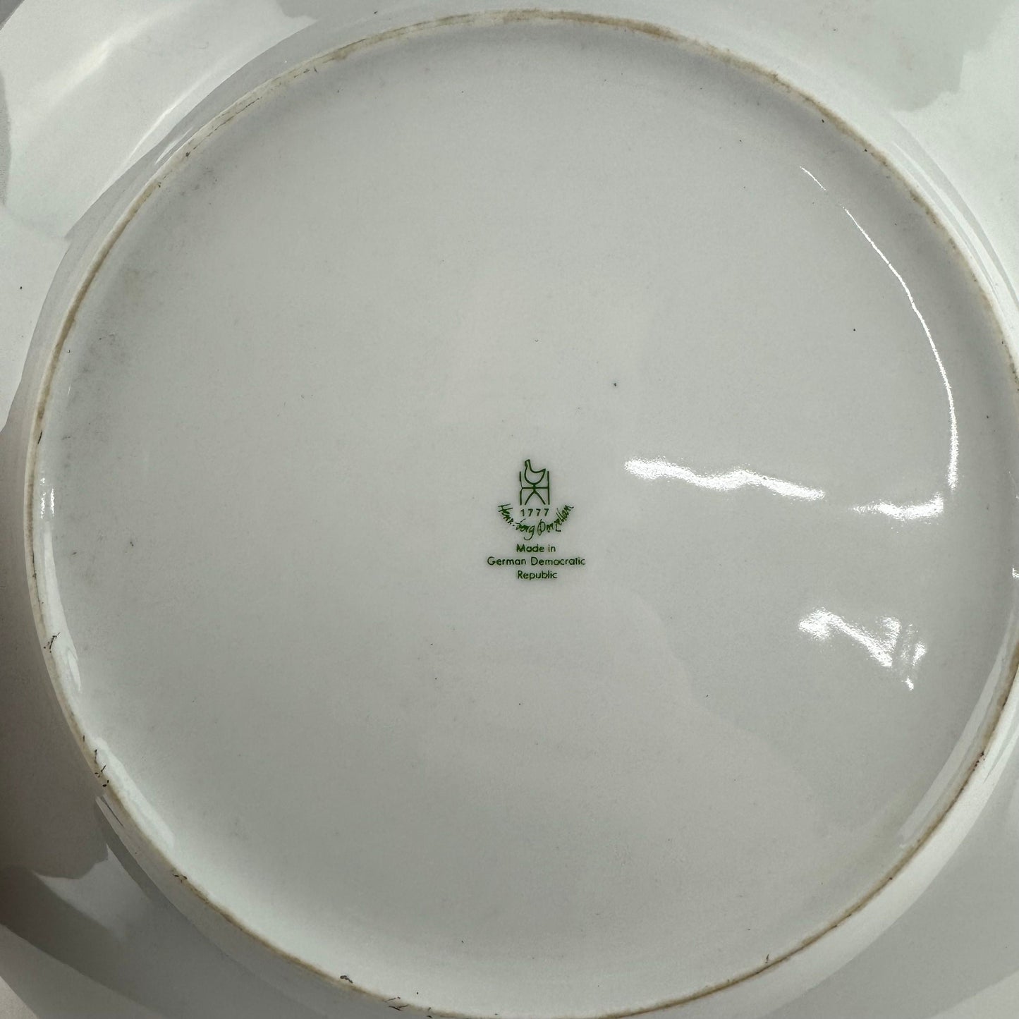 Vintage Henneberg Porzellan 1777 White Black Floral Dinner Plates Set of 6