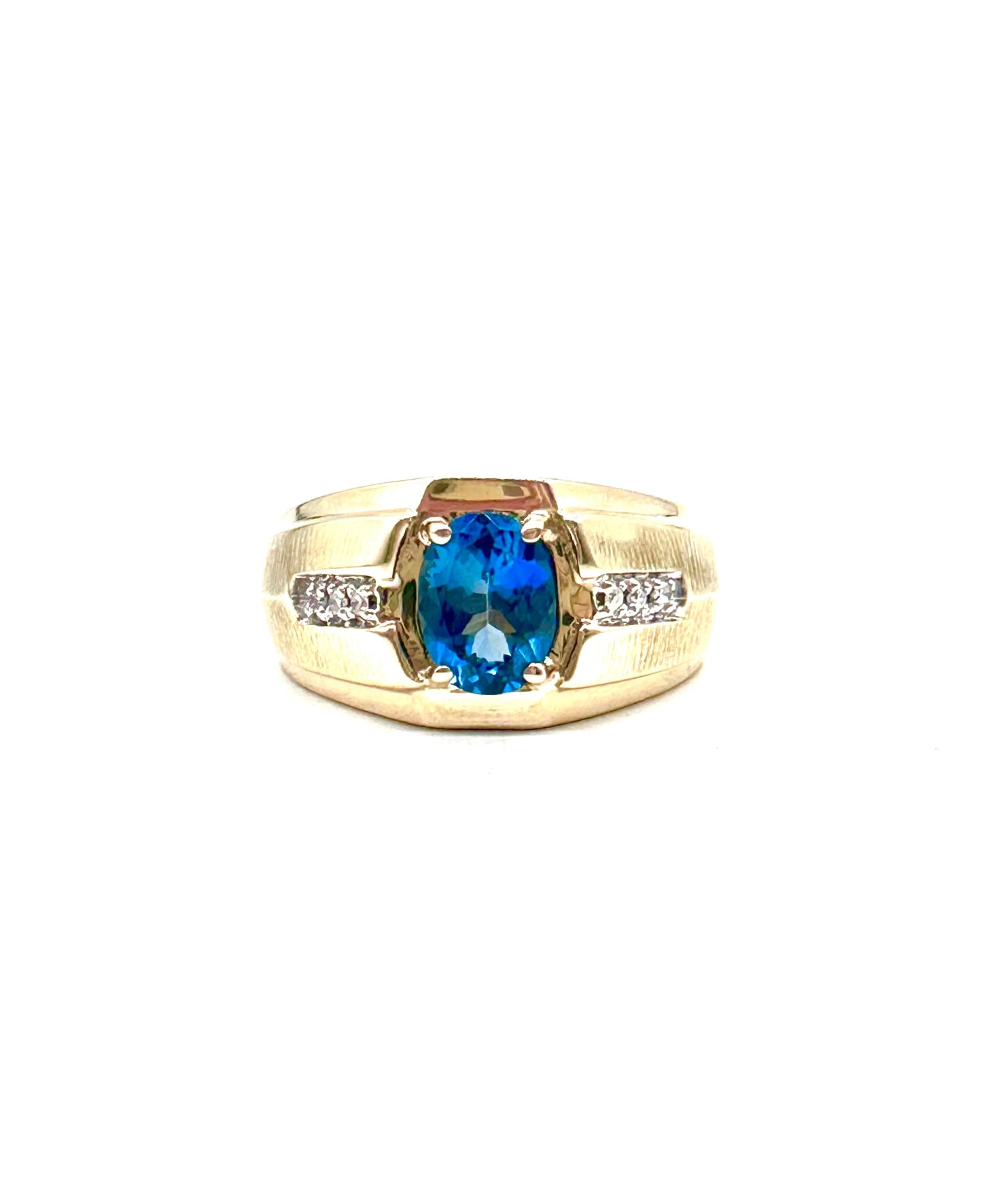 Men’s Blue Topaz and Diamond Ring