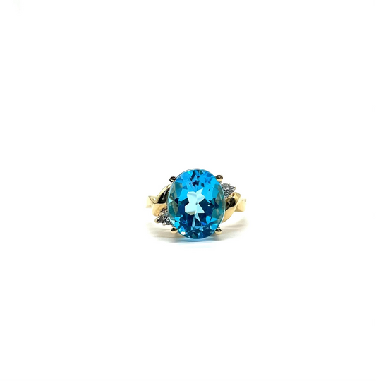 Blue Topaz and Diamond Ring