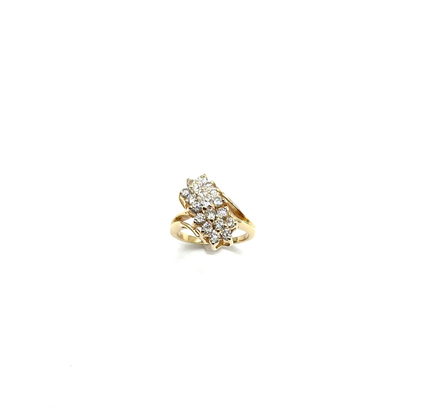 Yellow Gold 3/4ctw Diamond Waterfall Ring