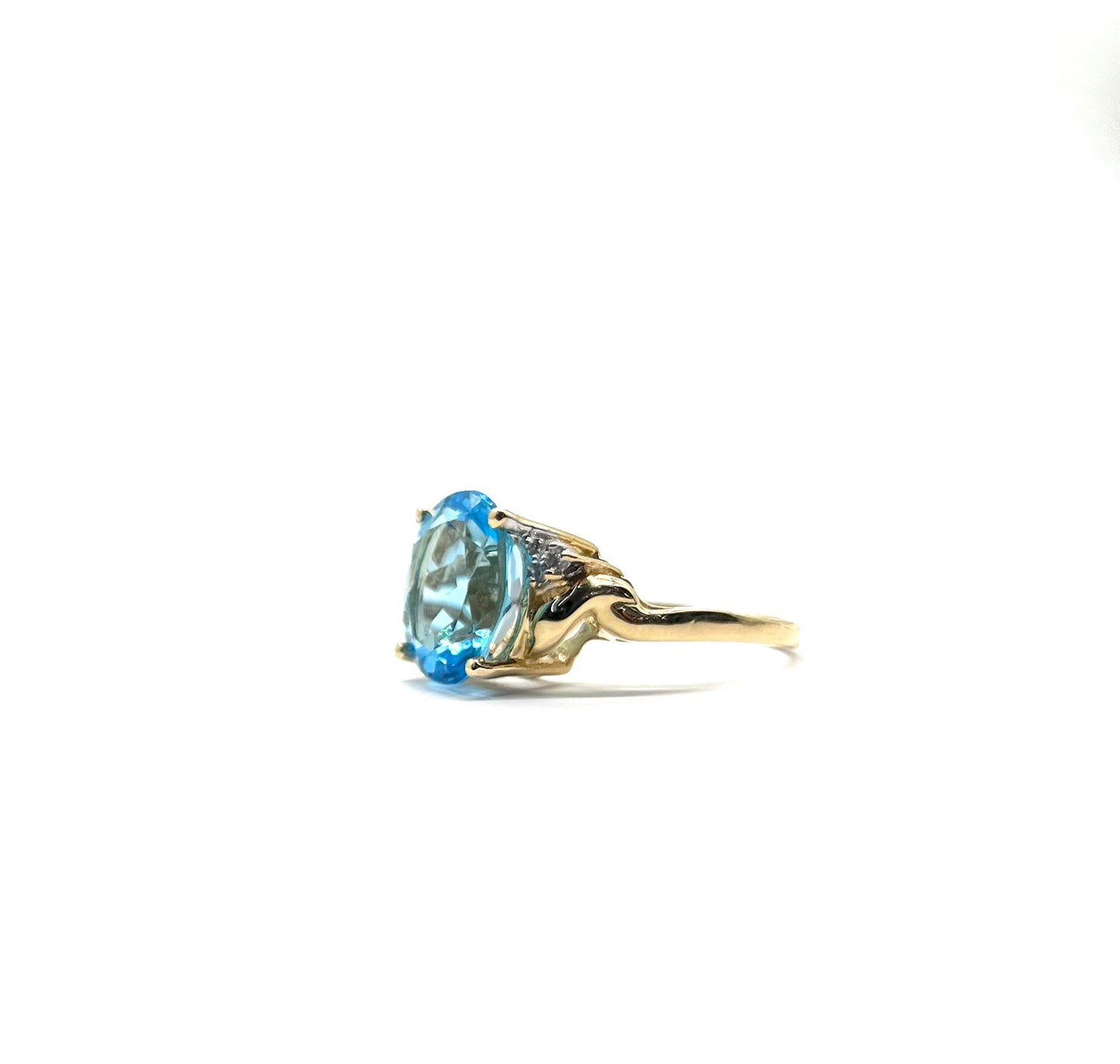 Blue Topaz and Diamond Ring