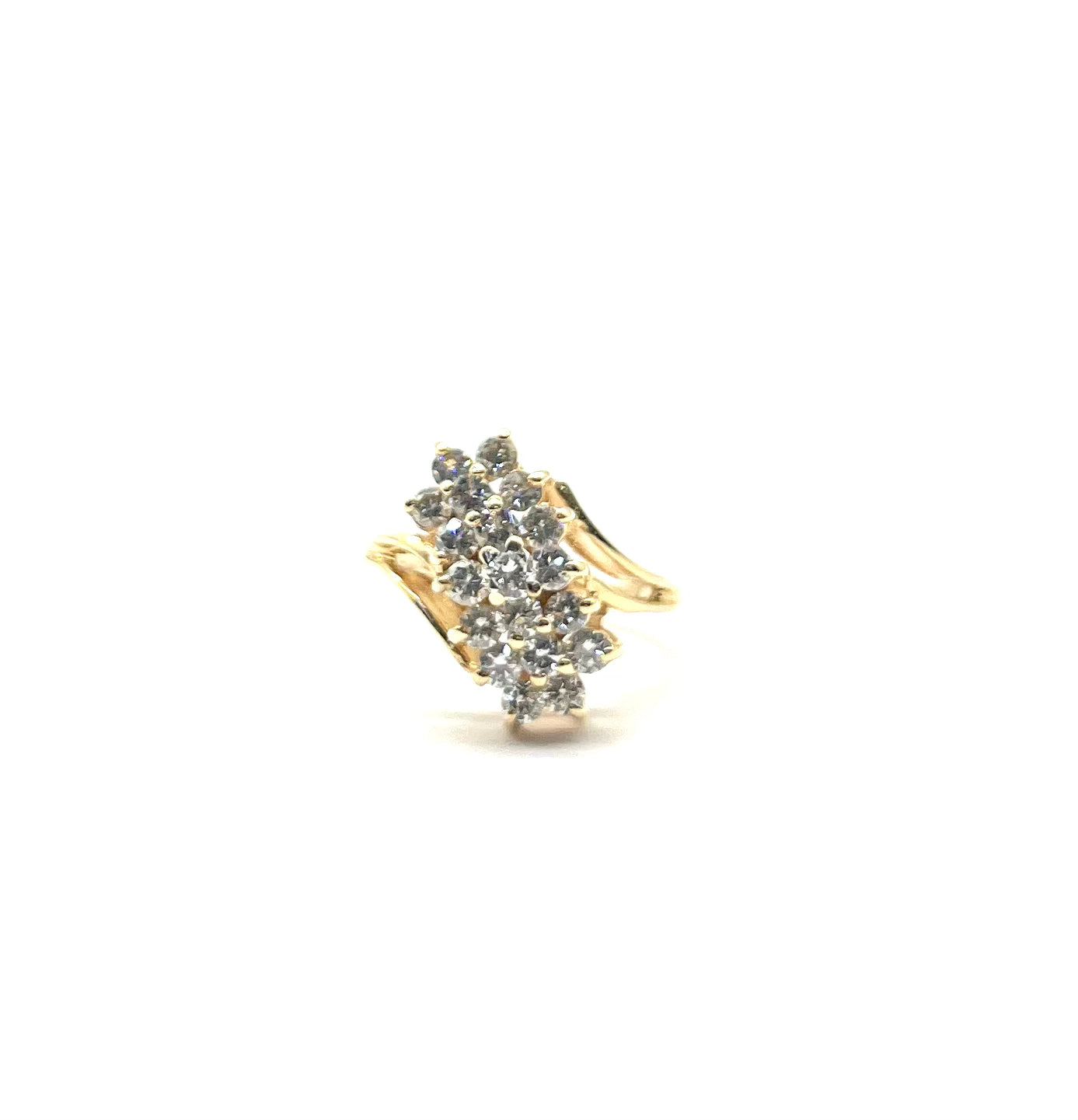 Yellow Gold 3/4ctw Diamond Waterfall Ring