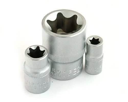 14Pc Chrome Vanadium Female Tx Star Torx Star Socket Set On Sockets Rail E4-E24